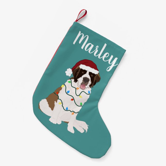 Customisable Saint Bernard  Small Christmas Stocking (Front (Hanging))