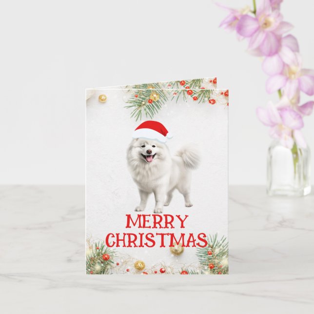 Customisable Samoyed Christmas Greeting Card (Orchid)