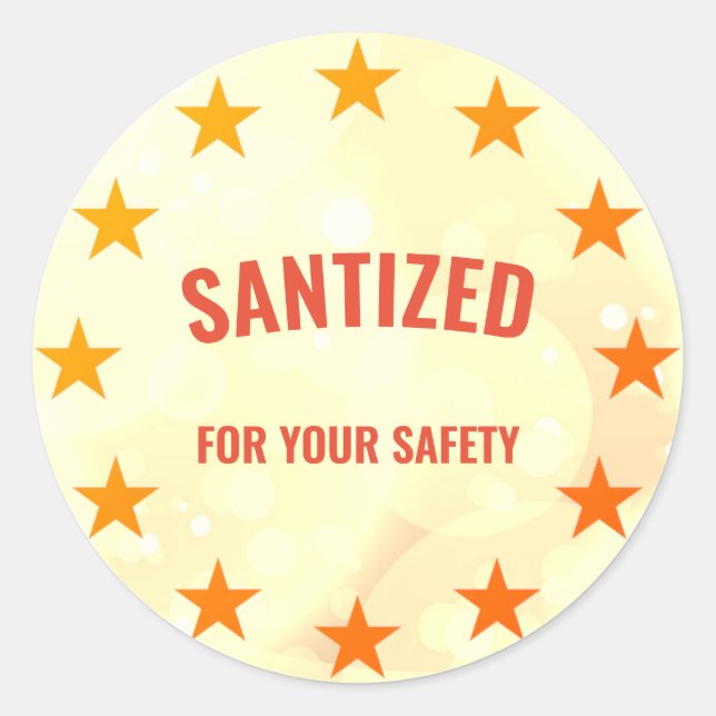 Customisable sanitised for your safety classic round sticker (Front)