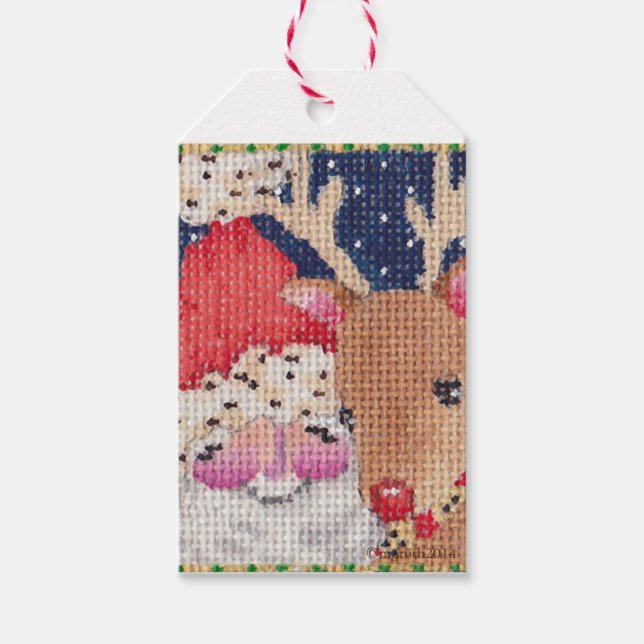 Customisable Santa and Rudolf gift tag (Front)