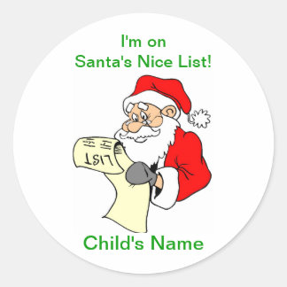 Customisable Santa Claus Nice List Stickers