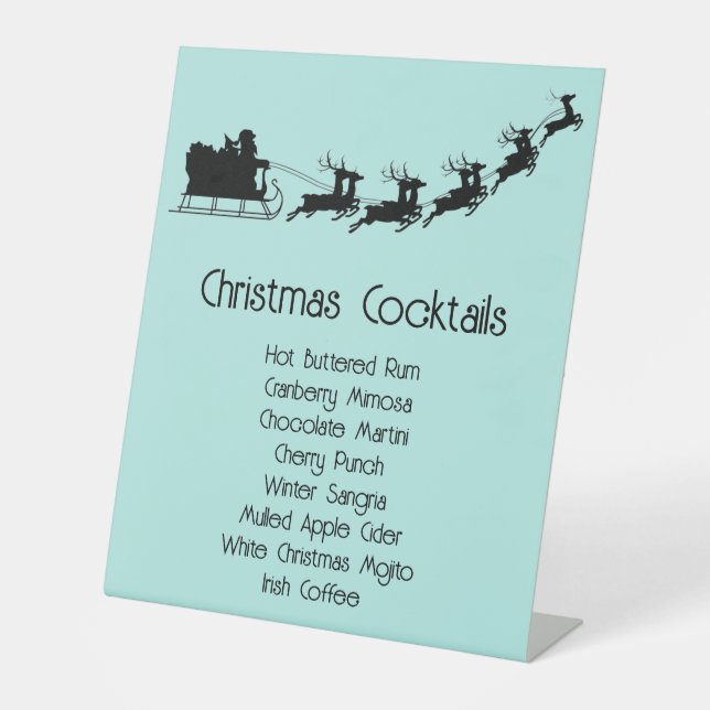Customisable Santa Cocktail List Pedestal Sign (Front)