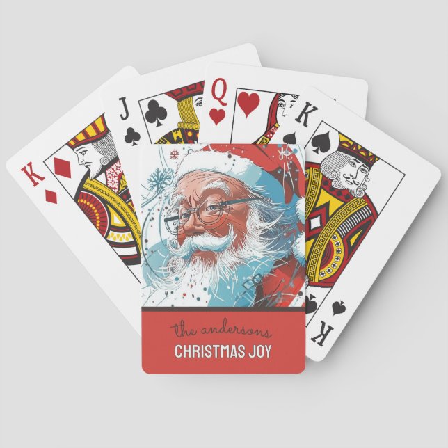 Customisable Santa Illustration Playing Cards (Back)