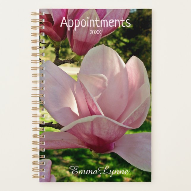 Customisable Saucer Magnolia Blossom Appointments  Planner (Front)