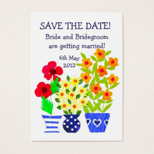 Customisable 'Save the Date' Card, Pots of Flowers