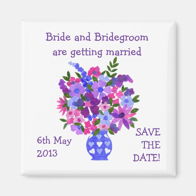 Customisable Save the Date Magnet, Bouquet Magnet (Front)