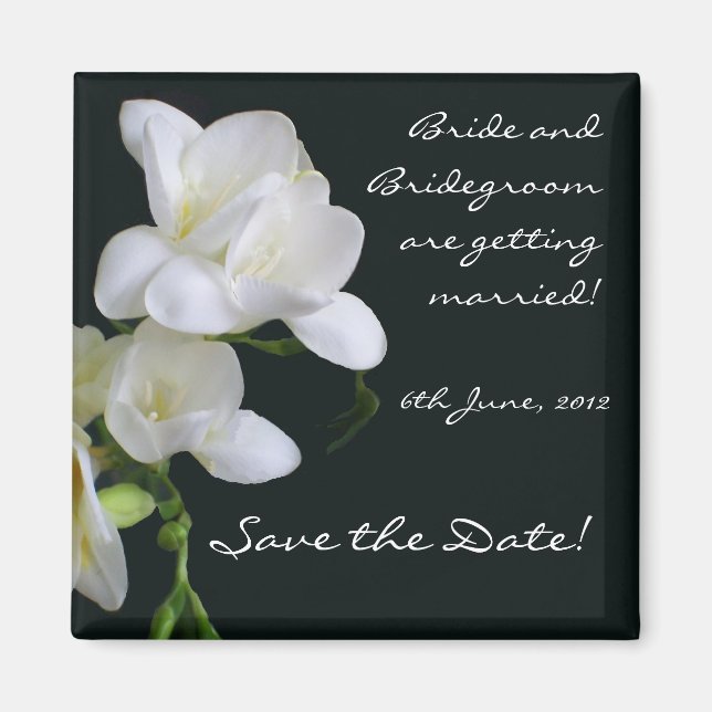Customisable Save the Date Magnet, Freesias Magnet (Front)