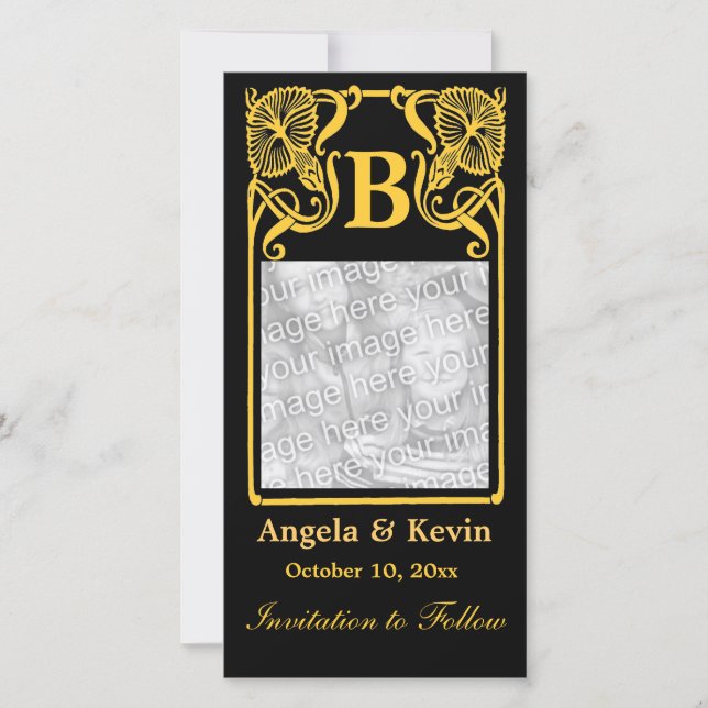 Customisable Save the Date Photo Monogram Card (Front)