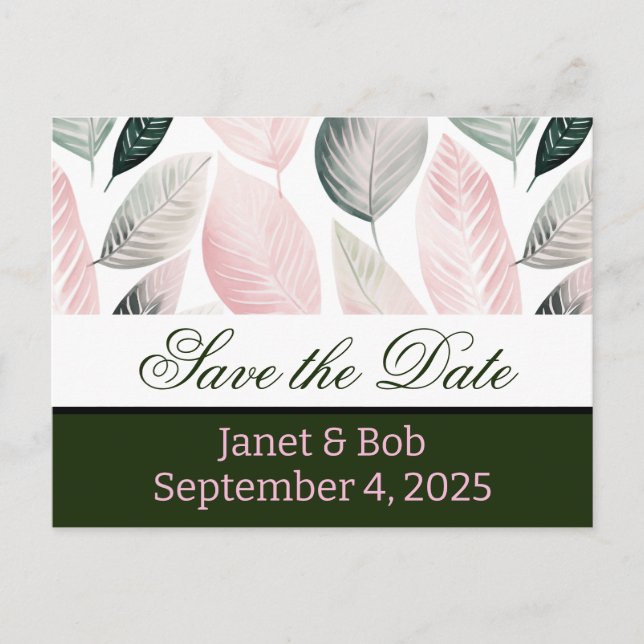 Customisable save the date postcard pinks (Front)