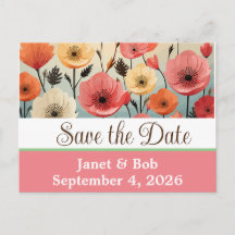 Customisable save the date postcard pinks
