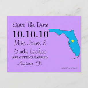 Customisable Save the Date State - FLORIDA Announcement Postcard