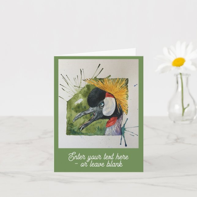 Customisable Scandalised Crane Greetings Card (Small Plant)