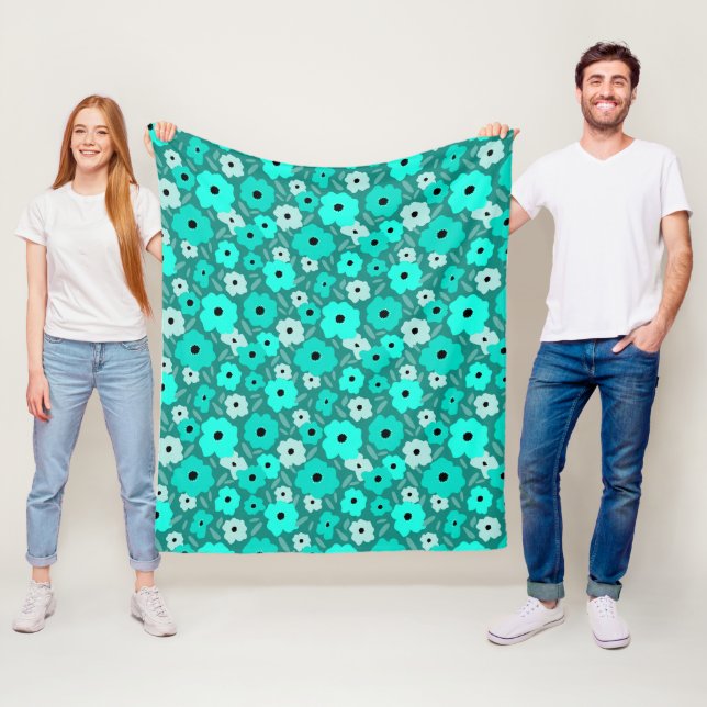 Customisable Scandinavia Doodle flower Fleece Blanket (In Situ)