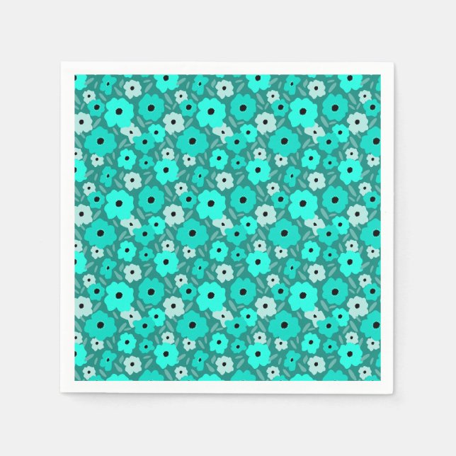 Customisable Scandinavia Doodle flower Napkin (Front)