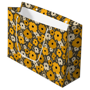 Customisable Scandinavian Doodle flower Large Gift Bag