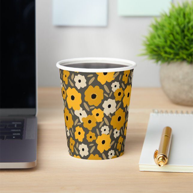 Customisable Scandinavian Doodle flower Paper Cups (Insitu)