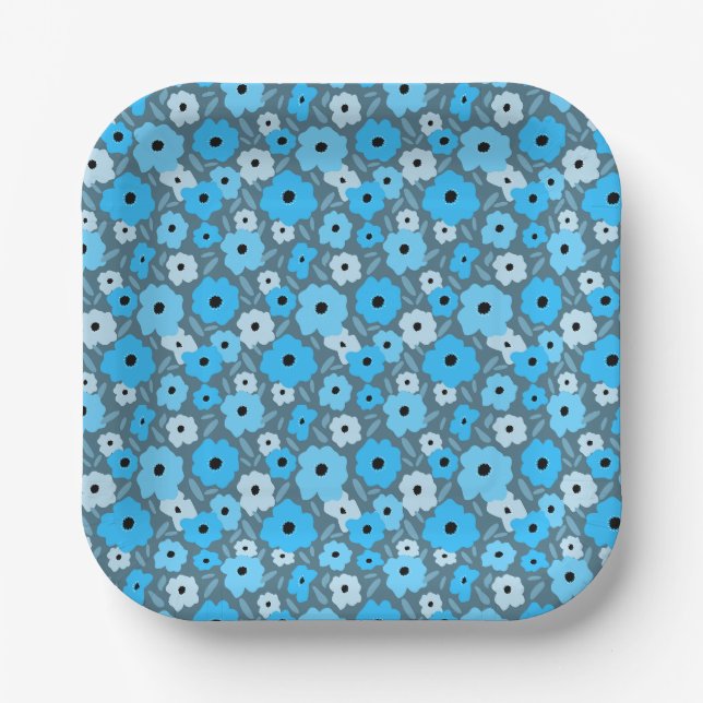 Customisable Scandinavian Doodle flower Paper Plate (Front)