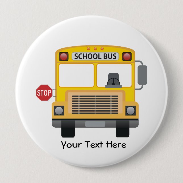 Customisable School Bus 10 Cm Round Badge (Front)
