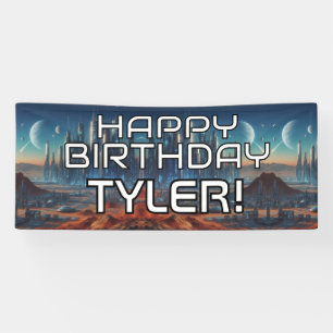 Customisable Sci-Fi themed HAPPY BIRTHDAY with nam Banner