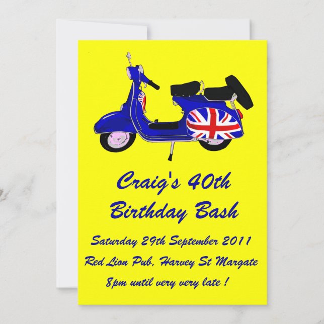 Customisable Scooter Boy Birthday invite (Front)