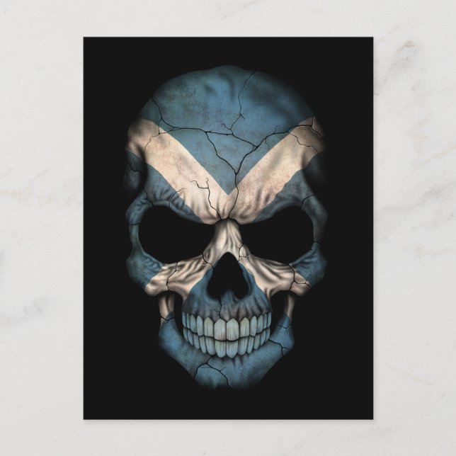 Customisable Scottish Flag Skull Postcard (Front)
