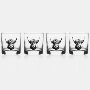 Customisable Scottish Highland Bull Rocks Glasses