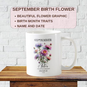 Customisable September Birthday Aster Flower   Coffee Mug