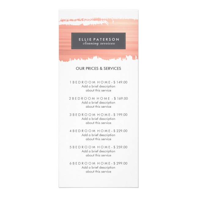 Customisable Service Menu Rack Card (Front)