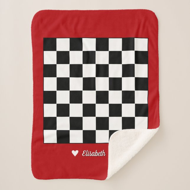 Customisable Sherpa Blanket with Chessboard Design (Front)