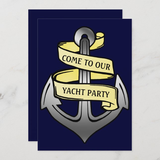 Customisable Ship Anchor Yacht Party Invitation (Front/Back)