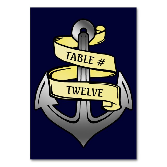Customisable Ship Captain Anchor Nautical Party Table Number (Front)