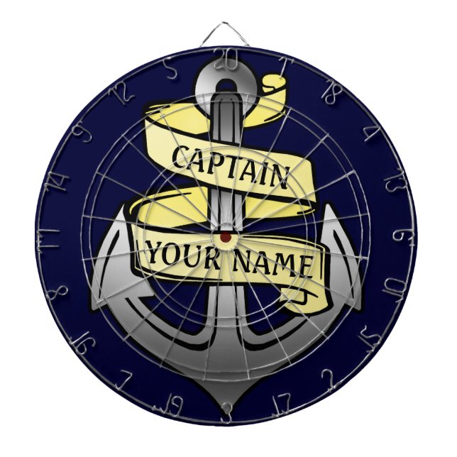 Customisable Ship Captain Your Name Anchor Dartboard (Front)