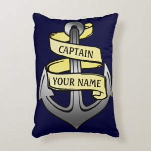 Customisable Ship Captain Your Name Anchor Decorative Cushion