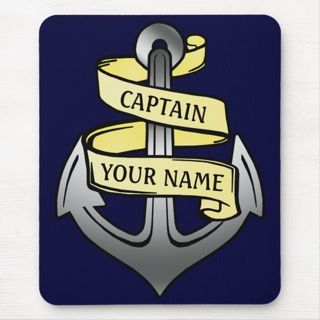 Customisable Ship Captain Your Name Anchor Mouse Pad (Front)
