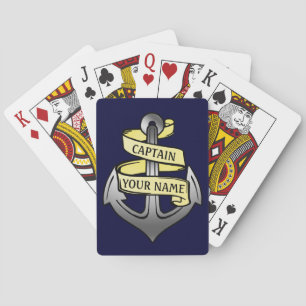 Customisable Ship Captain Your Name Anchor Playing Cards