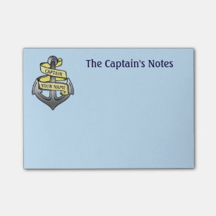 Customisable Ship Captain Your Name Anchor Post-it Notes