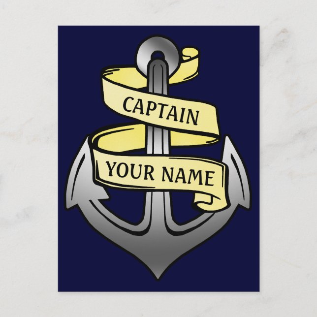 Customisable Ship Captain Your Name Anchor Postcard (Front)