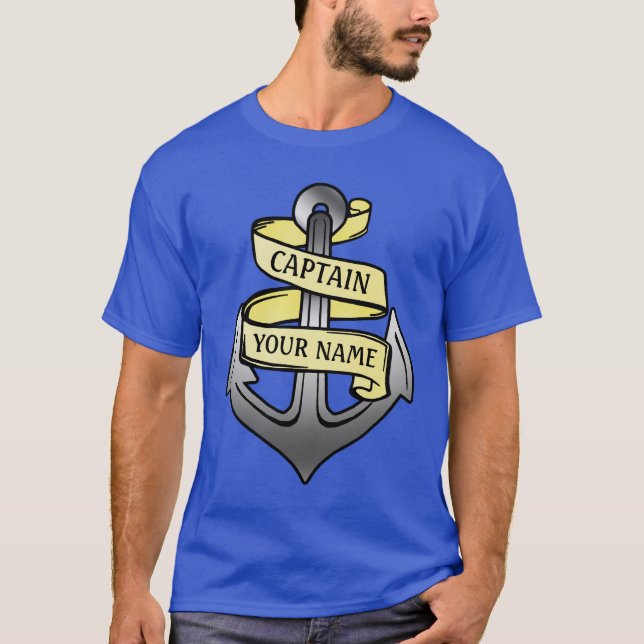 Customisable Ship Captain Your Name Anchor T-Shirt (Front)
