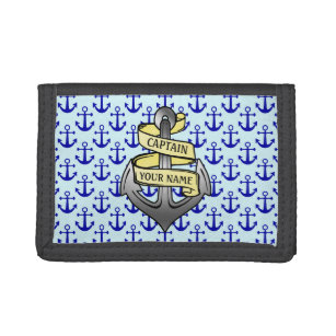 Customisable Ship Captain Your Name Anchor Trifold Wallet