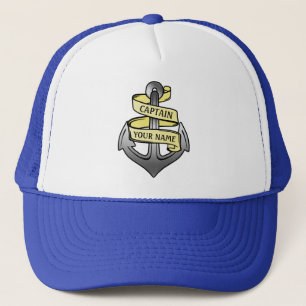 Customisable Ship Captain Your Name Anchor Trucker Hat