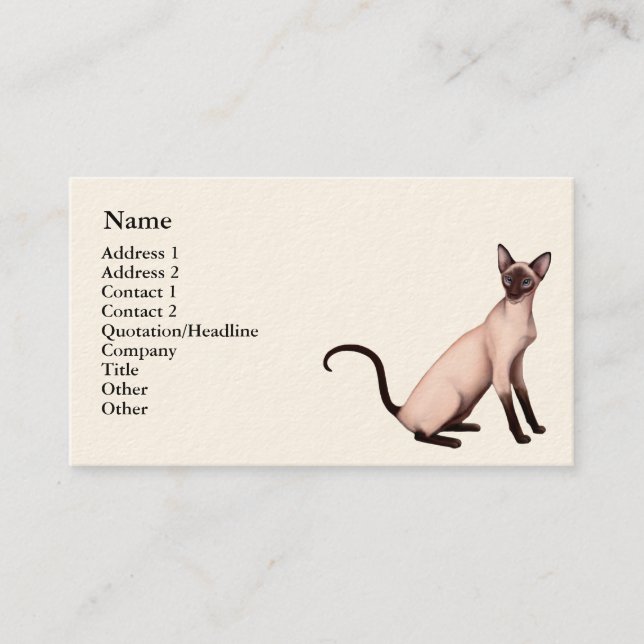 Customisable Siamese Cat Lovers Business Card (Front)