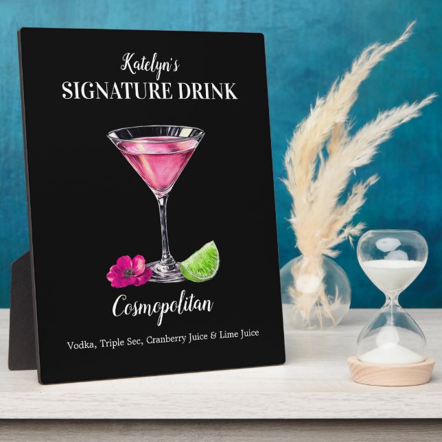 Customisable Signature Drink Cosmopolitan Sign Plaque (Side)