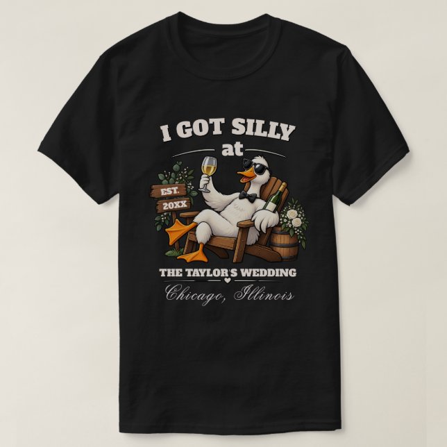 Customisable Silly Goose Wine Funny Wedding Favour T-Shirt (Design Front)