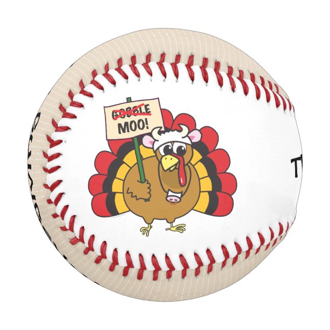 Customisable Silly Thanksgiving Turkey Baseball (Back Right)