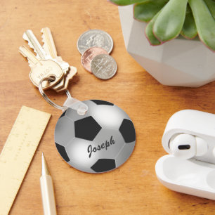 Customisable Silver Soccer Ball Key Ring