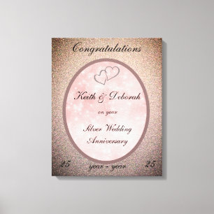 Customisable Silver Wedding Anniversary Canvas Print