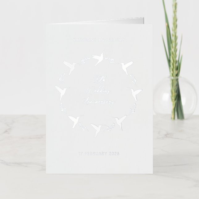Customisable Silver Wedding Anniversary Foil Greeting Card (Front)