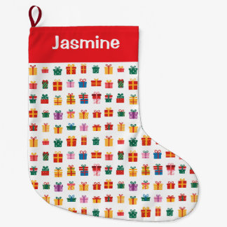 Customisable Simple Colourful Christmas Present Large Christmas Stocking