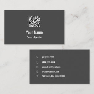 Customisable simple QR code dark Business Card