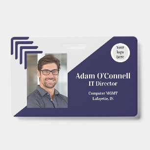 Customisable Simple Unique Design Blue Business ID Badge